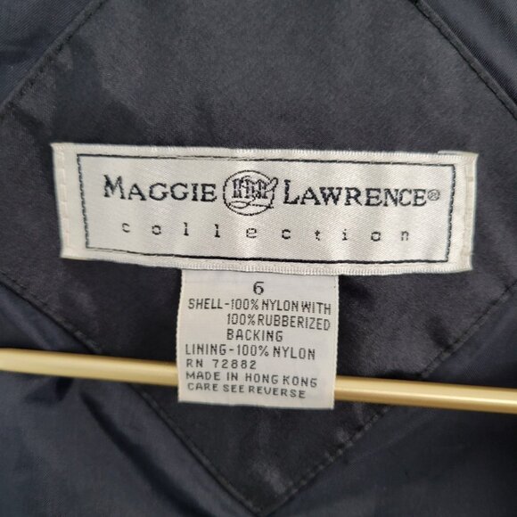 Vintage Y2K Maggie Lawrence Trench Coat Size 6 – Classic Black Belted Rain Coat - Picture 10 of 12